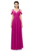 ColsBM Raven Hot Pink Bridesmaid Dresses Split-Front Modern Short Sleeve Floor Length Thick Straps A-line