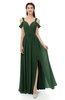 ColsBM Raven Hunter Green Bridesmaid Dresses Split-Front Modern Short Sleeve Floor Length Thick Straps A-line