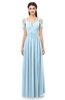 ColsBM Raven Ice Blue Bridesmaid Dresses Split-Front Modern Short Sleeve Floor Length Thick Straps A-line