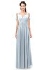 ColsBM Raven Illusion Blue Bridesmaid Dresses Split-Front Modern Short Sleeve Floor Length Thick Straps A-line