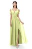 ColsBM Raven Lime Sherbet Bridesmaid Dresses Split-Front Modern Short Sleeve Floor Length Thick Straps A-line