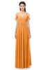ColsBM Raven Orange Bridesmaid Dresses Split-Front Modern Short Sleeve Floor Length Thick Straps A-line