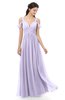 ColsBM Raven Pastel Lilac Bridesmaid Dresses Split-Front Modern Short Sleeve Floor Length Thick Straps A-line