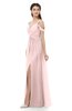 ColsBM Raven Pastel Pink Bridesmaid Dresses Split-Front Modern Short Sleeve Floor Length Thick Straps A-line
