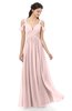 ColsBM Raven Pastel Pink Bridesmaid Dresses Split-Front Modern Short Sleeve Floor Length Thick Straps A-line