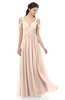 ColsBM Raven Peach Puree Bridesmaid Dresses Split-Front Modern Short Sleeve Floor Length Thick Straps A-line