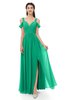 ColsBM Raven Pepper Green Bridesmaid Dresses Split-Front Modern Short Sleeve Floor Length Thick Straps A-line