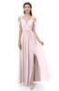 ColsBM Raven Petal Pink Bridesmaid Dresses Split-Front Modern Short Sleeve Floor Length Thick Straps A-line
