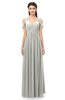 ColsBM Raven Platinum Bridesmaid Dresses Split-Front Modern Short Sleeve Floor Length Thick Straps A-line