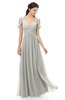 ColsBM Raven Platinum Bridesmaid Dresses Split-Front Modern Short Sleeve Floor Length Thick Straps A-line