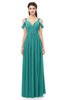 ColsBM Raven Porcelain Bridesmaid Dresses Split-Front Modern Short Sleeve Floor Length Thick Straps A-line