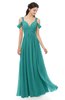 ColsBM Raven Porcelain Bridesmaid Dresses Split-Front Modern Short Sleeve Floor Length Thick Straps A-line