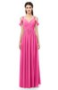 ColsBM Raven Rose Pink Bridesmaid Dresses Split-Front Modern Short Sleeve Floor Length Thick Straps A-line