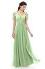 ColsBM Raven Sage Green Bridesmaid Dresses Split-Front Modern Short Sleeve Floor Length Thick Straps A-line