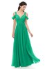 ColsBM Raven Sea Green Bridesmaid Dresses Split-Front Modern Short Sleeve Floor Length Thick Straps A-line