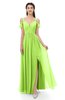 ColsBM Raven Sharp Green Bridesmaid Dresses Split-Front Modern Short Sleeve Floor Length Thick Straps A-line