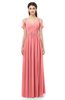 ColsBM Raven Shell Pink Bridesmaid Dresses Split-Front Modern Short Sleeve Floor Length Thick Straps A-line