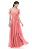 ColsBM Raven Shell Pink Bridesmaid Dresses Split-Front Modern Short Sleeve Floor Length Thick Straps A-line