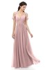 ColsBM Raven Silver Pink Bridesmaid Dresses Split-Front Modern Short Sleeve Floor Length Thick Straps A-line