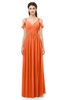 ColsBM Raven Tangerine Bridesmaid Dresses Split-Front Modern Short Sleeve Floor Length Thick Straps A-line