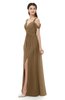 ColsBM Raven Truffle Bridesmaid Dresses Split-Front Modern Short Sleeve Floor Length Thick Straps A-line