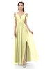 ColsBM Raven Wax Yellow Bridesmaid Dresses Split-Front Modern Short Sleeve Floor Length Thick Straps A-line