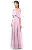 ColsBM Jamie Baby Pink Bridesmaid Dresses Floor Length Pleated V-neck Half Backless A-line Modern
