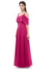 ColsBM Jamie Beetroot Purple Bridesmaid Dresses Floor Length Pleated V-neck Half Backless A-line Modern