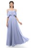ColsBM Jamie Blue Heron Bridesmaid Dresses Floor Length Pleated V-neck Half Backless A-line Modern