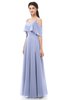 ColsBM Jamie Blue Heron Bridesmaid Dresses Floor Length Pleated V-neck Half Backless A-line Modern