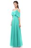 ColsBM Jamie Blue Turquoise Bridesmaid Dresses Floor Length Pleated V-neck Half Backless A-line Modern
