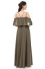 ColsBM Jamie Carafe Brown Bridesmaid Dresses Floor Length Pleated V-neck Half Backless A-line Modern