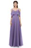 ColsBM Jamie Chalk Violet Bridesmaid Dresses Floor Length Pleated V-neck Half Backless A-line Modern