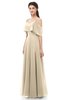 ColsBM Jamie Champagne Bridesmaid Dresses Floor Length Pleated V-neck Half Backless A-line Modern