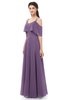 ColsBM Jamie Chinese Violet Bridesmaid Dresses Floor Length Pleated V-neck Half Backless A-line Modern