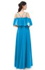ColsBM Jamie Cornflower Blue Bridesmaid Dresses Floor Length Pleated V-neck Half Backless A-line Modern