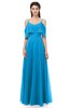 ColsBM Jamie Cornflower Blue Bridesmaid Dresses Floor Length Pleated V-neck Half Backless A-line Modern