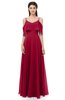 ColsBM Jamie Dark Red Bridesmaid Dresses Floor Length Pleated V-neck Half Backless A-line Modern