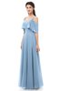 ColsBM Jamie Dusty Blue Bridesmaid Dresses Floor Length Pleated V-neck Half Backless A-line Modern