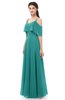 ColsBM Jamie Emerald Green Bridesmaid Dresses Floor Length Pleated V-neck Half Backless A-line Modern
