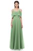 ColsBM Jamie Fair Green Bridesmaid Dresses Floor Length Pleated V-neck Half Backless A-line Modern