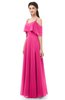 ColsBM Jamie Fandango Pink Bridesmaid Dresses Floor Length Pleated V-neck Half Backless A-line Modern