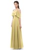 ColsBM Jamie Gold Bridesmaid Dresses Floor Length Pleated V-neck Half Backless A-line Modern