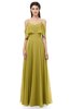 ColsBM Jamie Golden Olive Bridesmaid Dresses Floor Length Pleated V-neck Half Backless A-line Modern