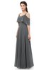 ColsBM Jamie Grey Bridesmaid Dresses Floor Length Pleated V-neck Half Backless A-line Modern