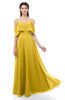 ColsBM Jamie Lemon Curry Bridesmaid Dresses Floor Length Pleated V-neck Half Backless A-line Modern