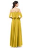 ColsBM Jamie Lemon Curry Bridesmaid Dresses Floor Length Pleated V-neck Half Backless A-line Modern