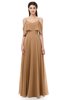 ColsBM Jamie Light Brown Bridesmaid Dresses Floor Length Pleated V-neck Half Backless A-line Modern