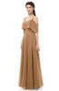 ColsBM Jamie Light Brown Bridesmaid Dresses Floor Length Pleated V-neck Half Backless A-line Modern