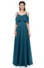 ColsBM Jamie Moroccan Blue Bridesmaid Dresses Floor Length Pleated V-neck Half Backless A-line Modern